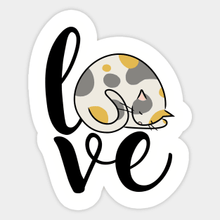 Love with Sleeping Calico Cat Sticker